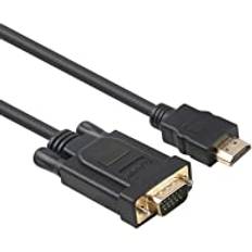 Benfei guldpläterad HDMI till VGA 0,9 m kabel (hane till hane) för dator, stationär, bärbar dator, PC, skärm, projektor, HDTV, Chromebook, Raspberry Pi, Roku, Xbox och mer – svart