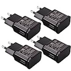 4-Pack Ladegerät USB 2A Adaptive Fast Charging Ladestecker Kompatibel mit Samsung Galaxy S20 S10 S6 S7 S8 S9/Edge/Plus/Active, Note 5 8 9 10 für iPhone 11 Pro/X 8/7, Ersatz-Original Schnellladegerät