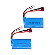 Kostnadseffektivt 7,4V 3000MAH 18650 batteri Kompatibelt med Wltoys 144001 12423 10428 12429 12401 12402 12402A RC bildelar 7.4V 2S batteri T-kontakt (Color : Black, Size : China)