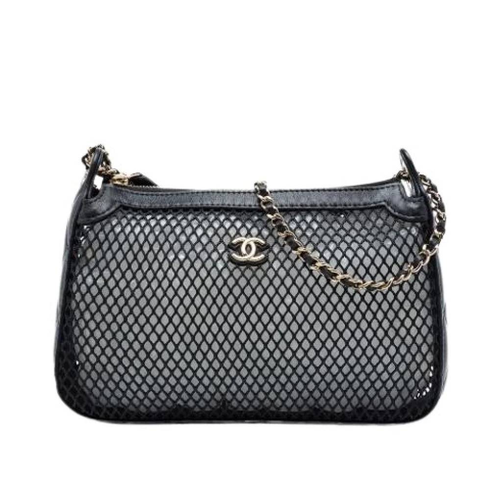 Chanel Vintage Pre-owned Mesh and Lambskin Skuldertaske - Vintage - Dame - Sort - ONE SIZE - Uld