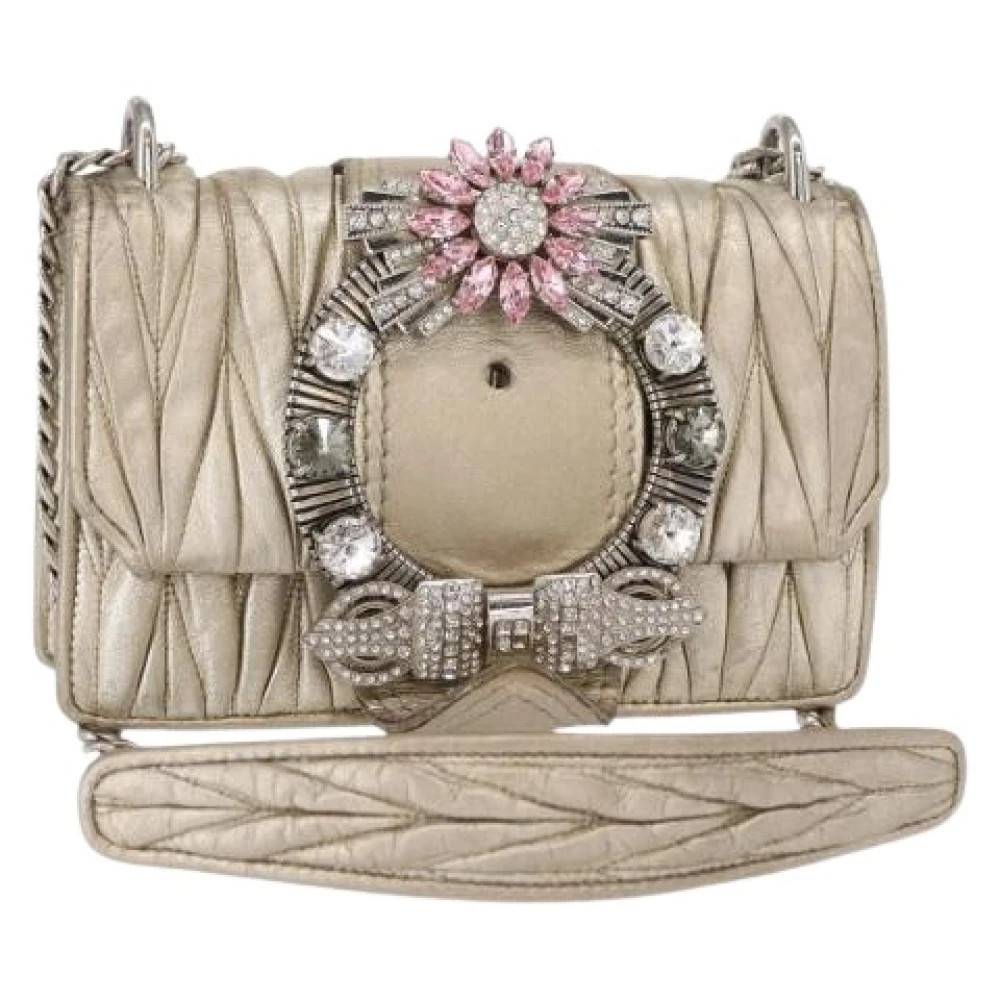 Miu Miu Pre-owned Pre-owned Mini Skuldertaske - Vintage - Dame - Gul - ONE SIZE - Uld