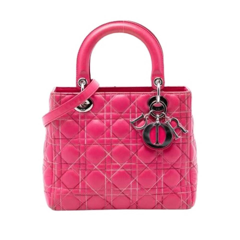 Dior Vintage Pre-owned Lady Dior Håndtaske - Vintage - Dame - Lyserød - ONE SIZE - Uld