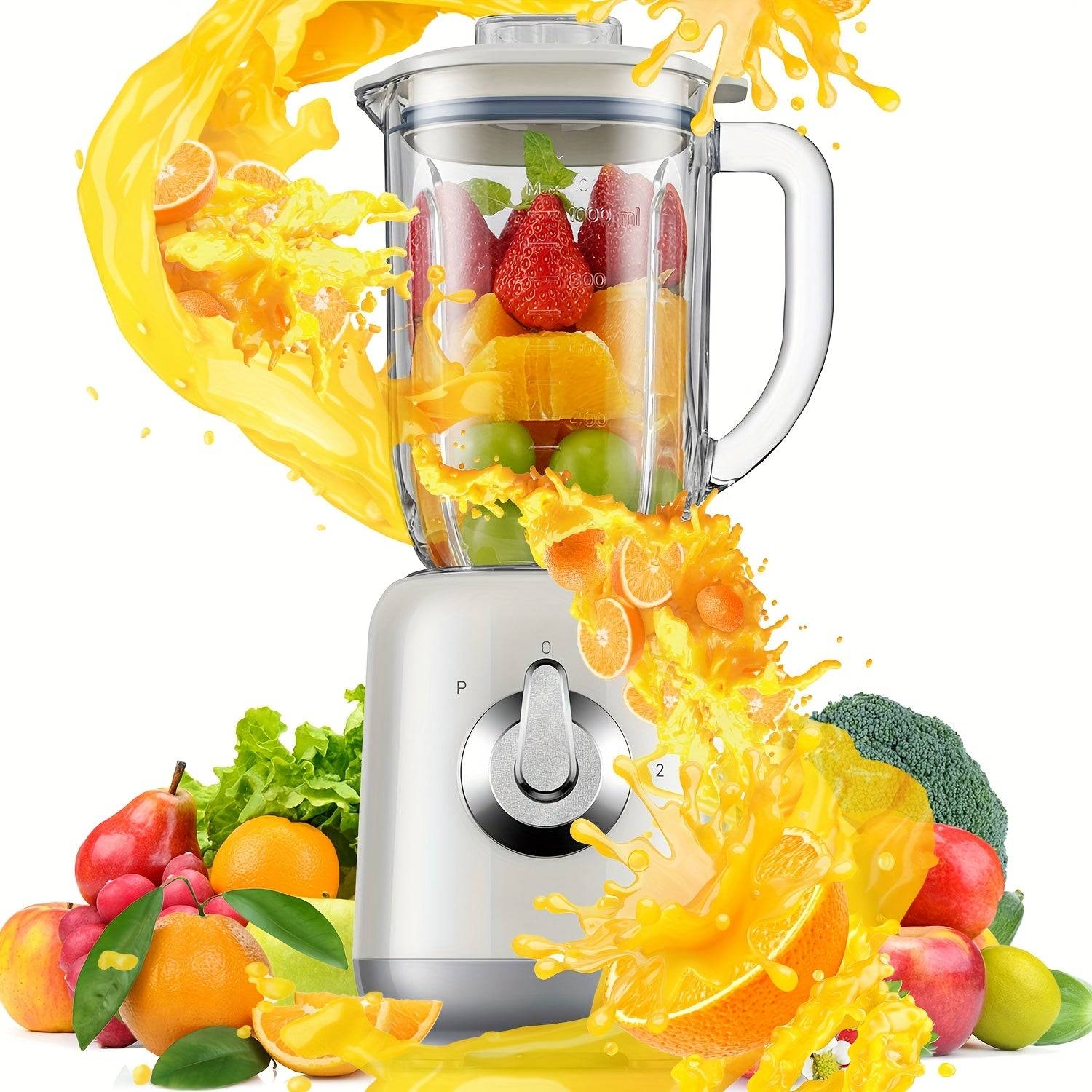 Blender Powerful Blender Smoothie Maker With 6 Sharp Stainless Steel Blades - White