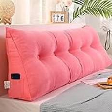 Triangular Headboard Pillow, Headboard Backrest Cushion, Detachable Large Cushion, Bed/Sofa Back Support Reading Pillow, Lumbar Cushion with Removable Cover,Pink,L200×W20×H50cm