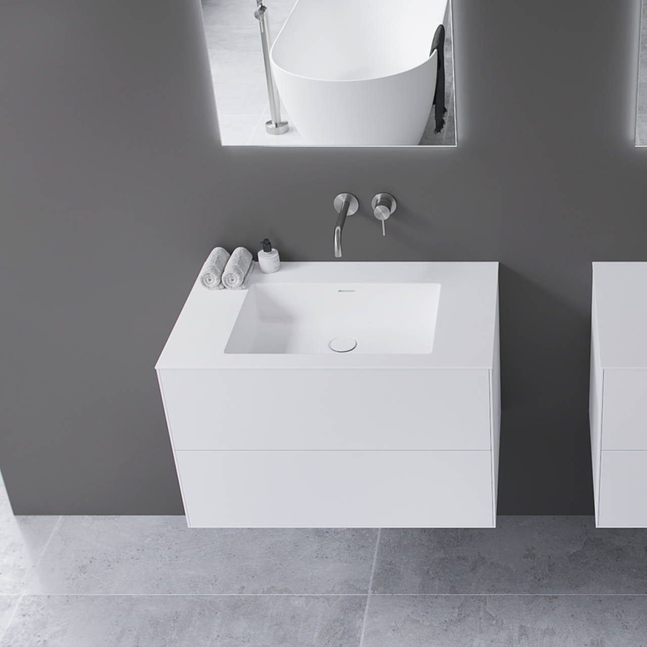 Copenhagen Chic 80 - MKII Badmøbel Corian® Mathvid Badeværelsesmøbel - fra Bad&Stil.