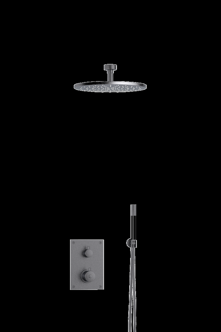 Tapwell Takduschpaket ED2 för Inbyggnad Ø30 cm (Brushed Black Chrome)
