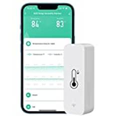 PHOVOLT WiFi-hygrometer termometersensor för hem, inomhus och utomhus, trådlös temperaturfuktighetssensor, monitor med fjärrkontroll, app med aviseringsvarning, fungerar med Tuya-appen, för hemväxthus (1-pack)