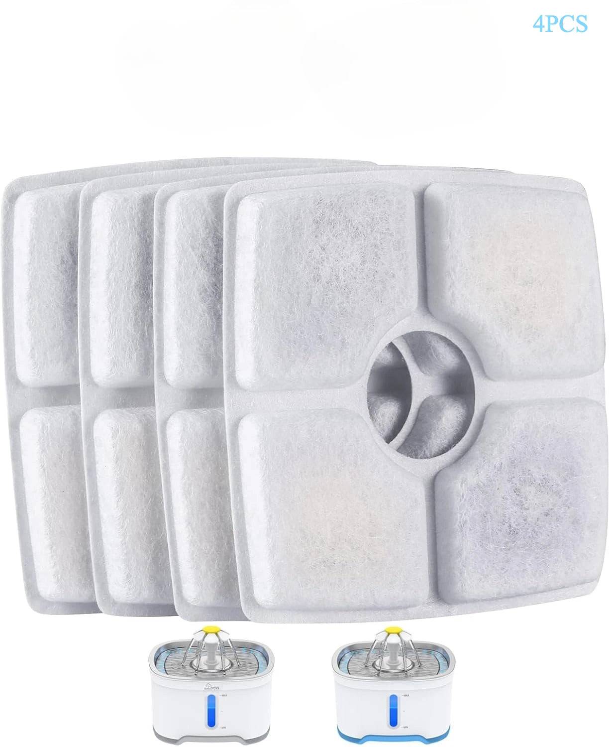 Replacement Filter Set for Square 84oz Pet Water Fountains - Complete Filtration System - 4PCS / Box Packaging (Box Packaging)