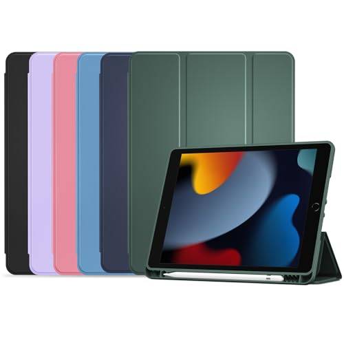 ProCase fodral för 10,2 tums iPad 9/8/7. Generation 2021/2020/2019, skyddsfodral med pennhållare, lätt, tunt, smart fodral, fodral för 10,2 tum iPad 9/8/7 – grön