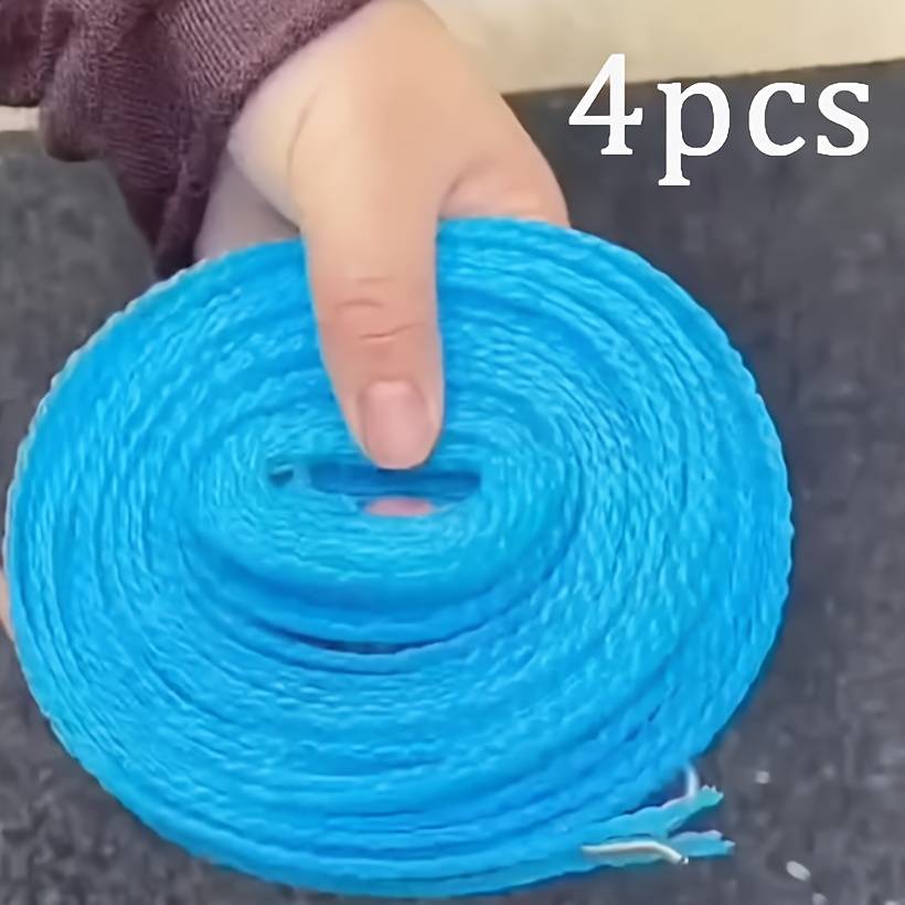 4pcs Non-slip Windproof Clothesline Set, Fence-style Outdoor Drying Rope For Home Use, Space- Design, Durable Nylon Material, Hanging Line, Essential For Household Laundry, Clotheslines