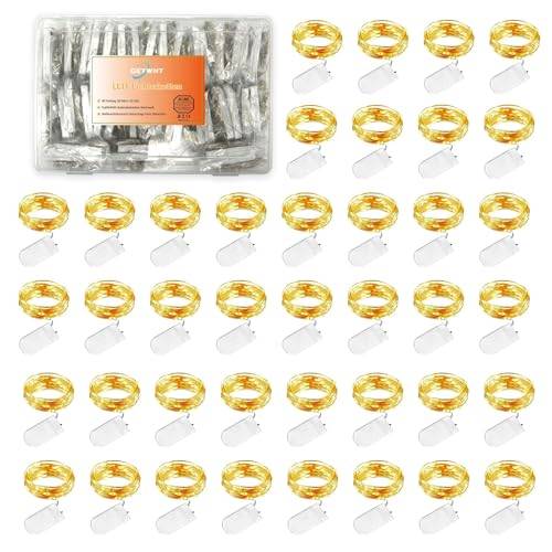 LED Lichterkette Batterie, 40 Stück batteriebetriebene Kupfer Drahtlichterkette 1M 10 LEDs Warmweiß Weihnachtsbeleuchtung für Schlafzimmer, Party, Hochzeit, Garten, Innen und Aussen Dekoration