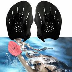 1 par fingerpaddlar för simträning, justerbara silikonremmar för unisex, simpaddlar/handskar/fenor, snorkling, dykning, vattensporter, acceleratorutru - Svart (En-Storlek)