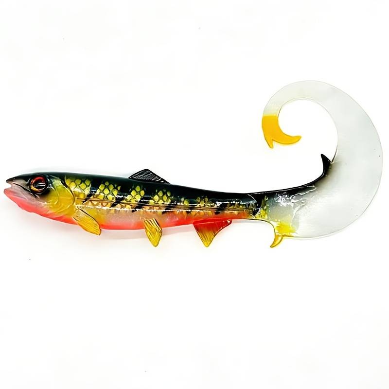 TEMU 1pc Extra Large Soft Bait Rolling Tail Saltwater Fishing Lure S17.5cm/m22.5cm Deep Sea Trolling Soft Fish Artificial Bait For Pike, , Zander, Saltwater And Boat Fishing