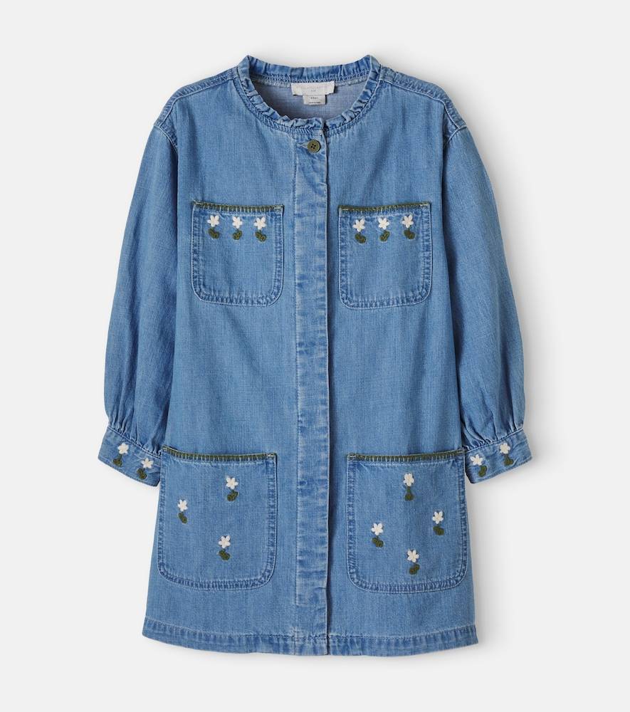 Stella McCartney Kids Vestido de denim bordado - azul - Y 10