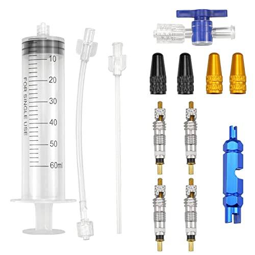 wocpvm 60 ml cykelsprutset, cykel, fransk ventilkärnborttagningsverktyg, presta ventilkärnborttagningsverktyg slanglös däcktätningsmedelsinjektor med cykelventilkärnborttagningsverktyg för cykel