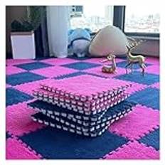 Plush Crawling Mat, 100 st Mjuk sammankopplande matta for rumsgolv, pussellekmattor, 30x30 cm(Navy Blue+rose Red,0.23 inch)