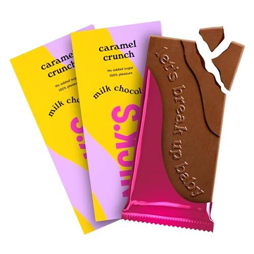 NICKS Milk chocolate caramel crunch, mjölkchoklad med karamel-mandel utan tillsatt socker, glutenfri, lågkolhydrat, ingen palmolja, keto choklad (3x75g)