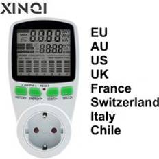 Eu franska us uk au mätning digital lcd energimätare wattmeter watt el el kwh uttag effektmätare - Eu-kontakt