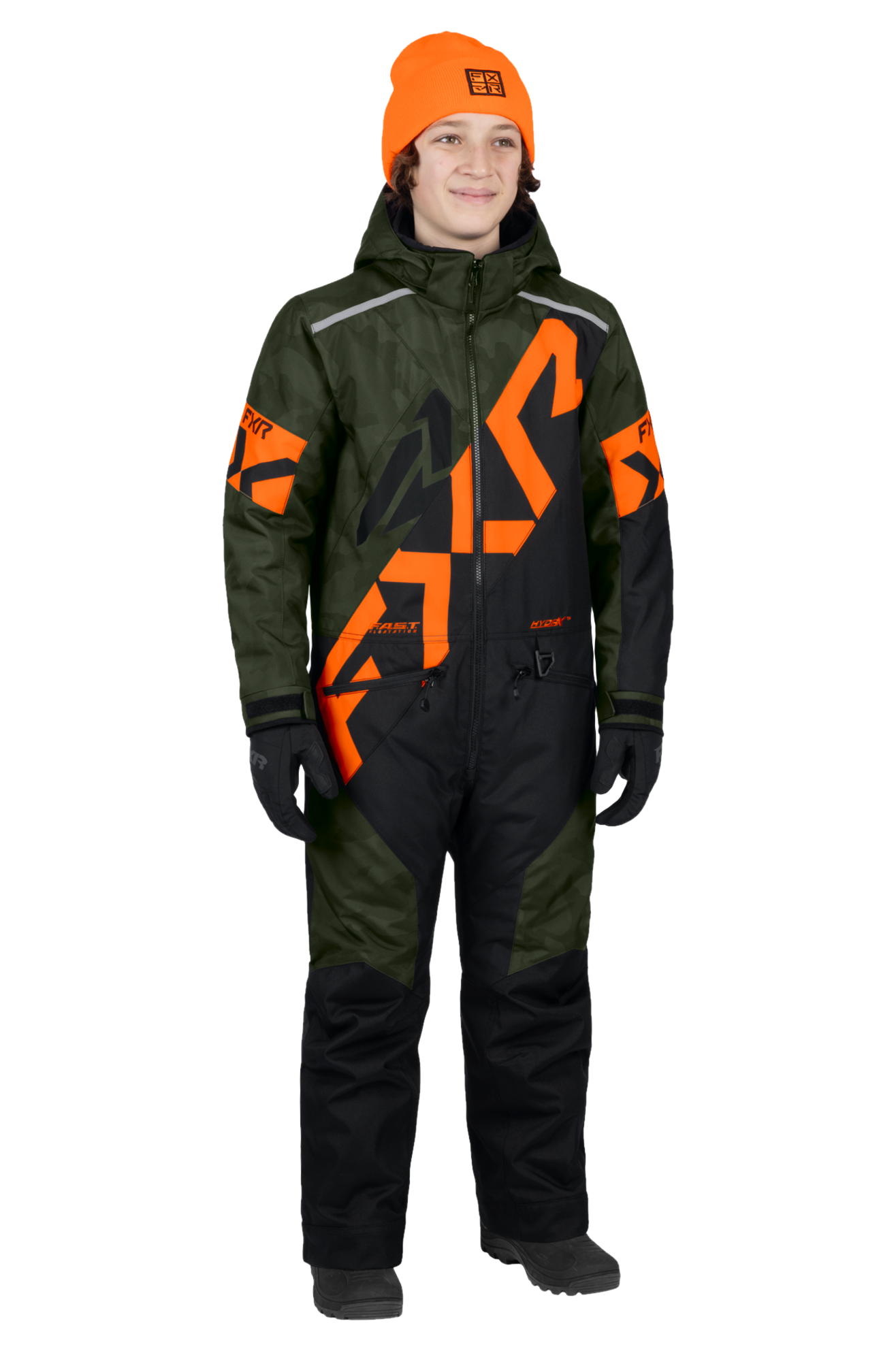 Heldragt FXR Cold Cross CX 26 Junior Militærgrøn Camo/Orange10 - Orange - 10