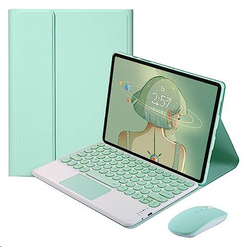 QYiiD Tangentbordsfodral med pekplatta för Lenovo Tab P12 Pro 2021 Release 12,6 tum (TB-Q706F TB-Q706Z), folio tangentbordsfodral med söt rund nyckel trådlös avtagbar pekplatta tangentbord och mus,