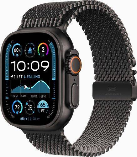 Apple Watch Ultra 2 (2024) | GPS + Cellular | svart | Milanesisk armband svart Medium