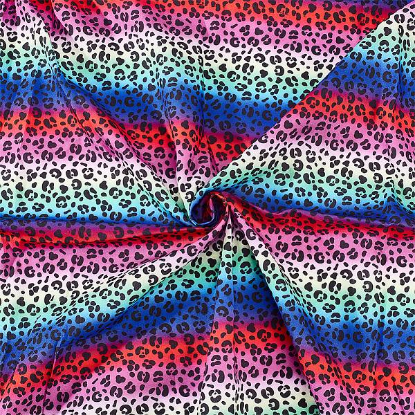 Polycotton-Stoff mit Leopardenmuster und Regenbogenmuster
