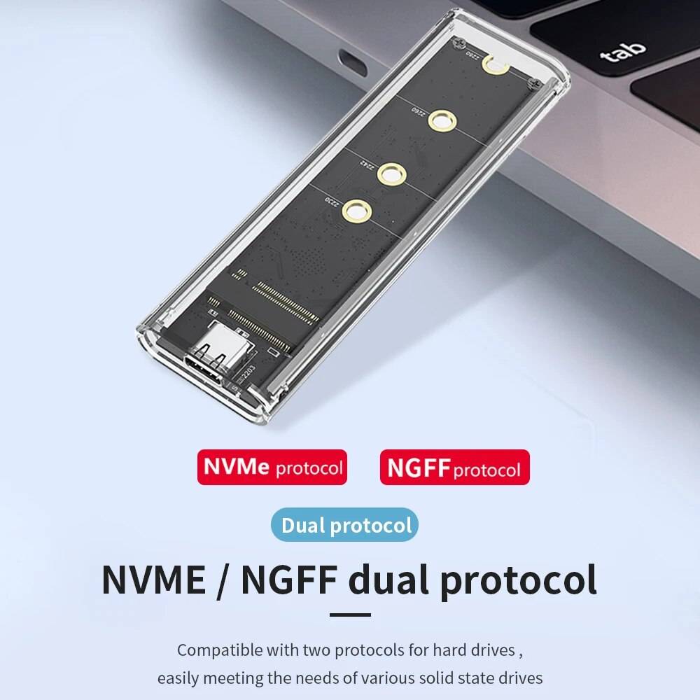 M.2 NGFF/NVME to USB3.0 Mobile Hard Disk Case SATA SSD Type-C 5Gbps Enclosure Adapter