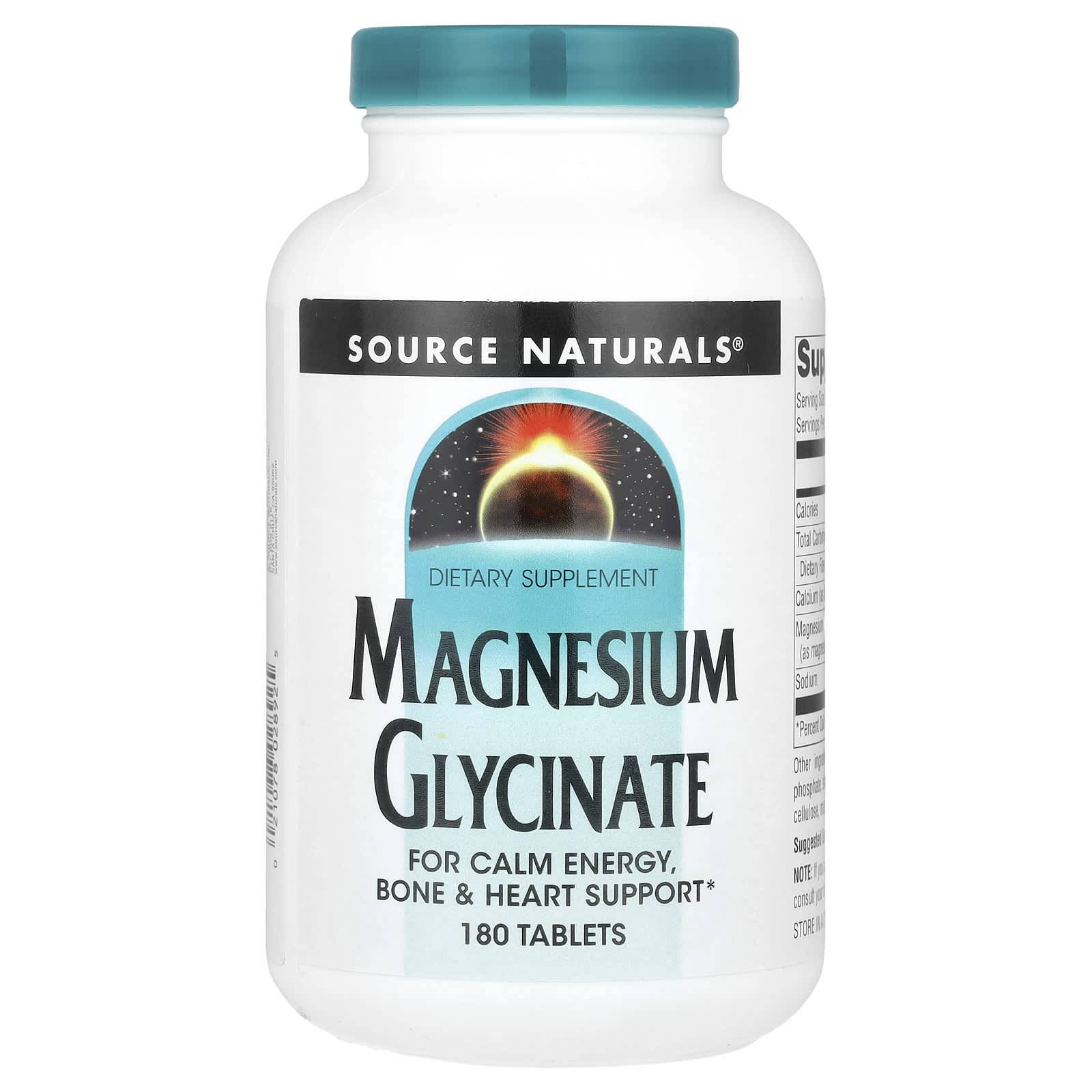 Source Naturals, Magnesiumglycinat, 180 tabletter