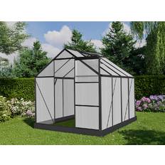 Växthus Polykarbonat 4,75m², 1,9x2,5x2,05m med bas, Svart