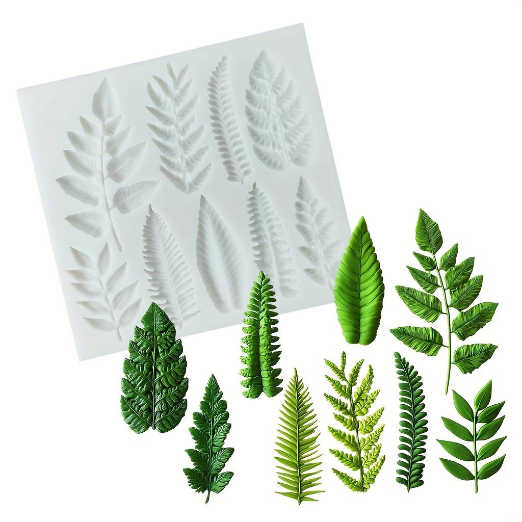 TEMU Silicone Mold With 9 Cavities Shaped Like Fern Leaves, Ideal For Crafting With Resin, Making Jewelry, And Suitable For Autumn-themed Home Decor, Polymer Clay Projects, Glue , And Plaster Work