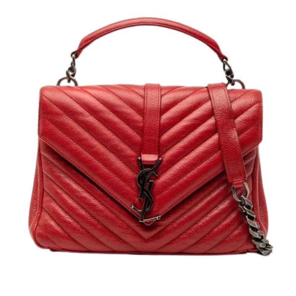 Yves Saint Laurent Vintage Pre-owned College Satchel - Vintage - Dame - Rød - ONE SIZE - Uld