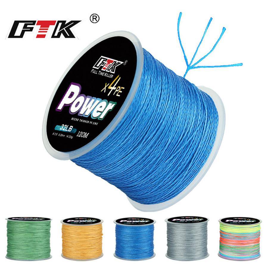 FTK 120M PE flätad lina fiskelina 8-100LB 0,1-0,4 mm 4-trådig multifilament PE fiskelina
