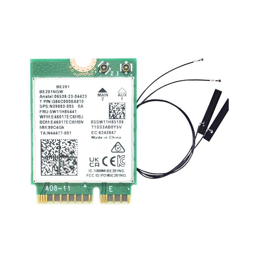 BE201 BE201NGW WIFI7 Card M.2 Cnvio3 8774Mbps Tri-Band BT5.4 Wireless WIFI Module for Win10/11 64-Bit with Antennas