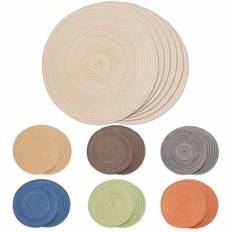 2 st/4 st/6 st 15" rund vävd bordsunderlägg, tvättbar halkfri värmebeständig bordsunderlägg, lämplig för hemmet, middagar, festdekorationer - Multifärgad (38 cm rund)