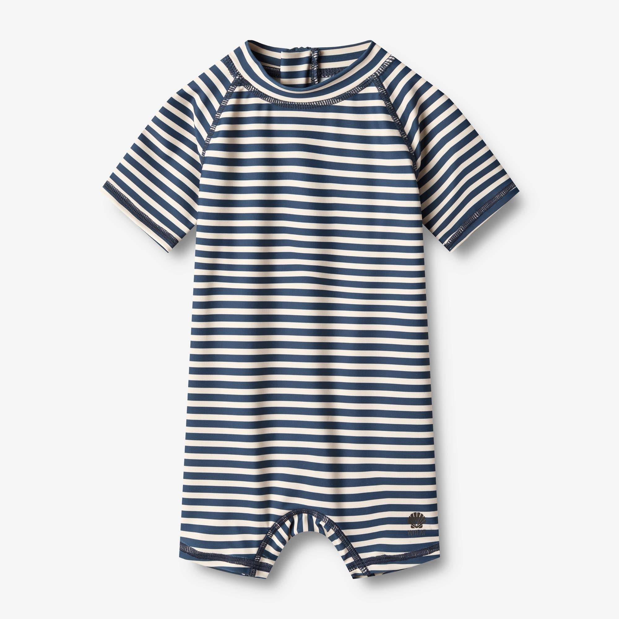 WHEAT® - Bade Heldragt Cas - indigo stripe - Str 68.