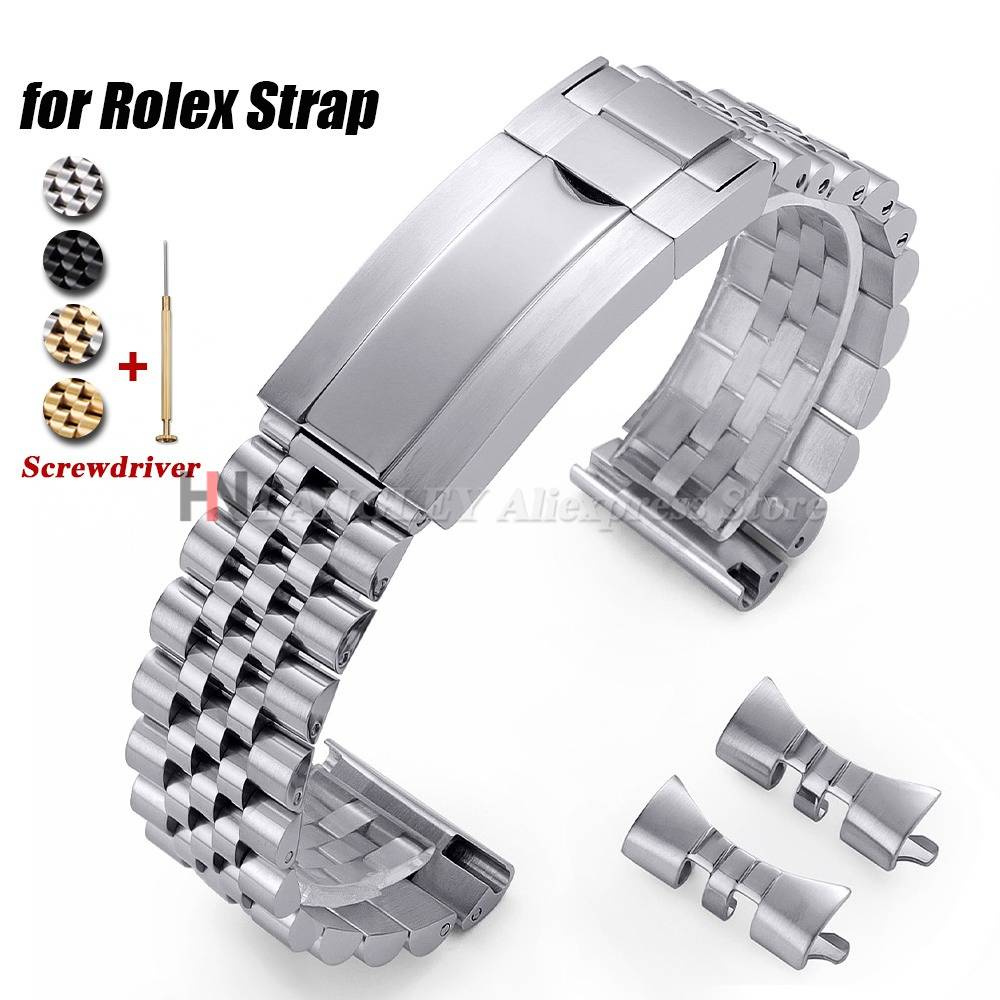 Stainless Steel Watch Strap for Rolex DAYTONA SUBMARINER Yacht-Master GMT Luxury for Jubilee Curved End Bracelets 20mm 21mm 22mm