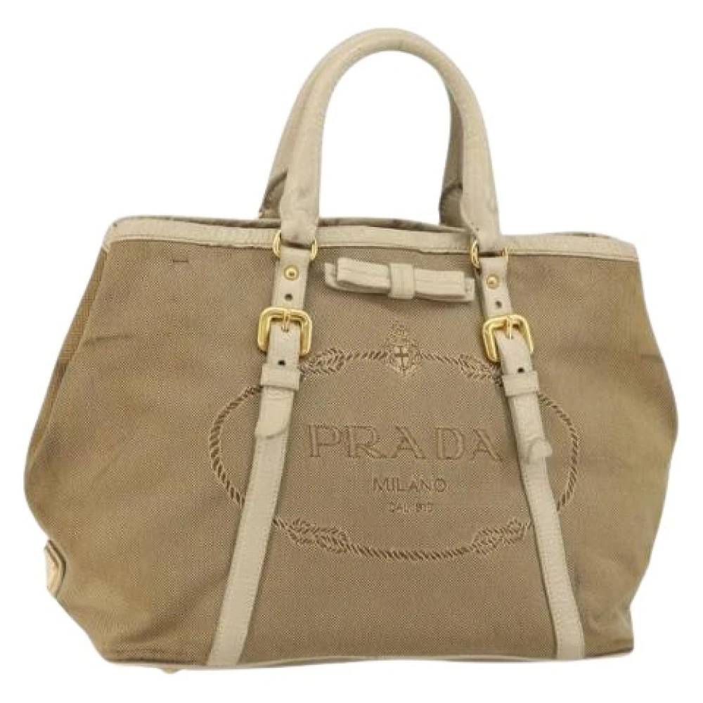 Prada Vintage Pre-owned Canvas Tote Bag - Vintage - Dame - Beige - ONE SIZE -