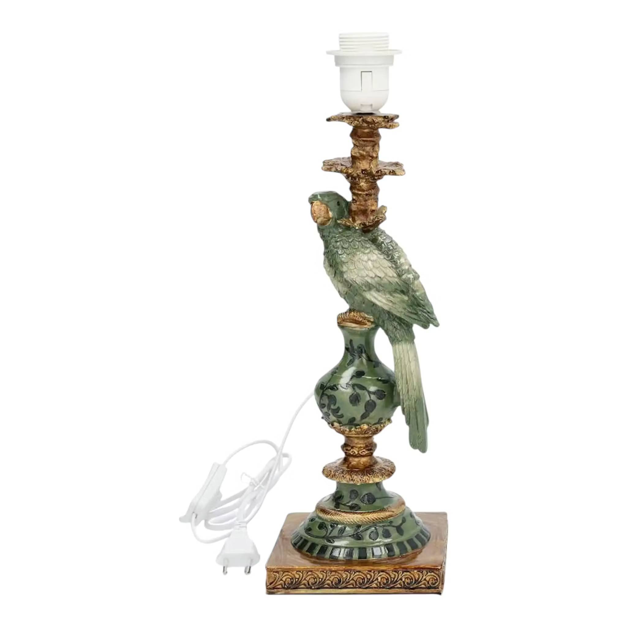 Lampfot Papegoja Skogsgrön & Guld 43 cm