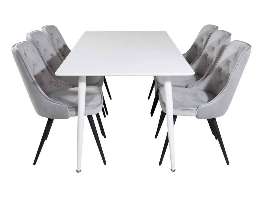 Venture Design Polar & Velvet matgrupp Vit/svart 6 st stolar & bord 180 x 90 cm