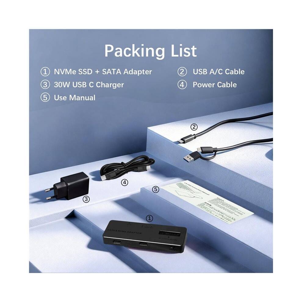 10Gbps M.2 NVMe SSD Enclosure, PCIe NVMe Adapter, USB 3.2 External Hard Drive Reader, M-Key for All M.2/ SSDs