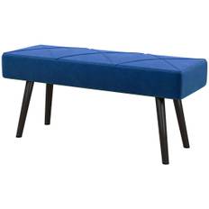 Klädd bänk, sängbänk, hallbänk med X-mönster, i sammetslook, rymmer upp till 120 kg, för sovrum, 100 x 36 x 45 cm, blå |