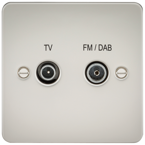 KnightsBridge Flat Plate Screened Diplex Outlet (TV, FM DAB) - Pearl