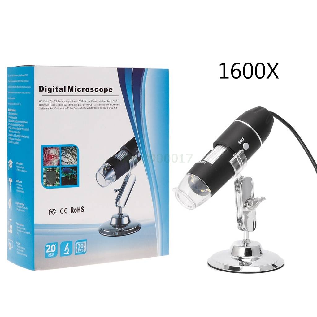 Mikroskop numérique caméra endoskop usb 1600x, lupp 8 led avec stöd, nouveau