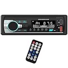 Aototeck Single DIN bilstereo Bluetooth handsfree, 12V-24V bilradio med TF/dubbel USB/AUX-port, 1 din bilstereo FM-radio med färgbelysning, digital MP3-spelare