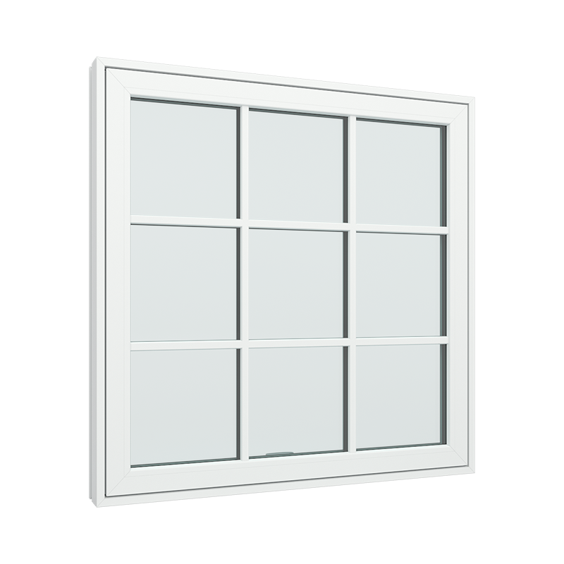 Topstyret vindue 1 fags med 3x3 glasfelter.