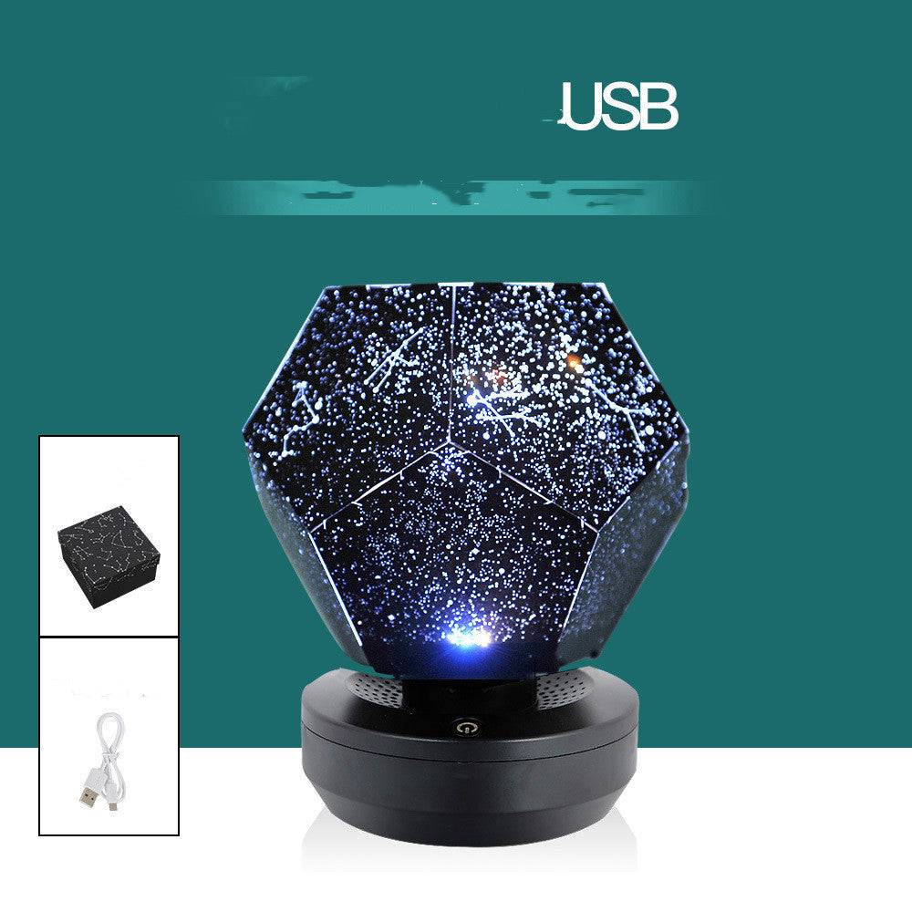 LED Starry Sky Projector Night Lights 3D Projection Night Lamp USB Charging Home Planetarium Kids Bedroom Decoration Room Lighting - 3 colors USB