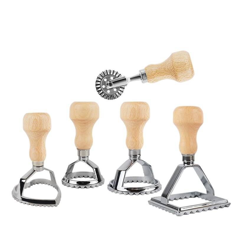 Ravioli maker ravioli stämpel set of 4 bitar rund & fyrkantig form pasta verktyg verktyg ravioli cutter - Mf -12456