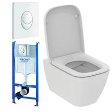 Komplet toiletpakke m/ Børma Rimless toilet, toiletsæde med softclose og Grohe cisterne