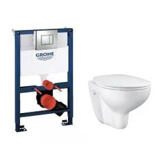 Grohe Bau væghængt toiletpakke, uden skyllekant, hvid/krom