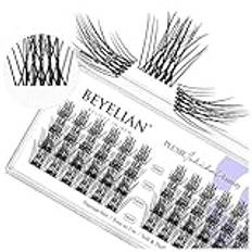 BEYELIAN Lash Clusters, 48 Individual Cluster Lashes, 10-16mm DIY Eyelash Extension Natural Look Reusable Glue Bonded Black Super Thin Band (Style5 0.07 Mix Transparent Band)